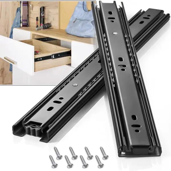 Drawer Slides Full Extension Side Mount Rails 12 to 24 inch Ball Bearing 100 LB Capacity for Cabinet Dresser