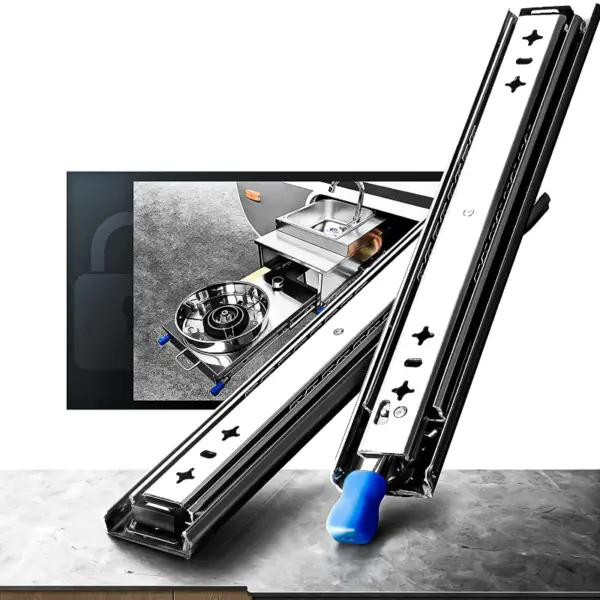 53MM Heavy Duty Drawer Slides with Lock Full Extension Ball Bearing Locking Rails Glides Industrial Heavywight Slider Runners