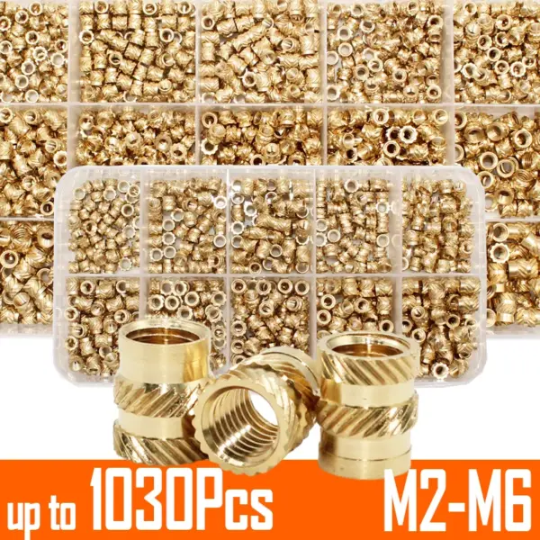 M2 M2.5 M3 M4 M5 M6 Brass Heat Set Insert Nut Hot Melt Nutinsert Thread Knurled Double Twill Embedment Copper Nut Assortment Kit