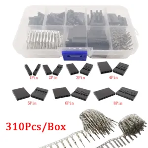310Pcs/Box 2.54mm Dupont Housing Cable Jumper Wire Connector Kit 1/2/3/4/5/6/8Pin Male Crimp Pins+Female Pin Terminal Pin Header