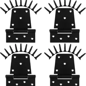 Heavy Duty T Hinges 3.5 inch 4 Pack for Barn Doors, Shed Doors, Large Wooden Gates, Fence - Black Iron Finish with Screws