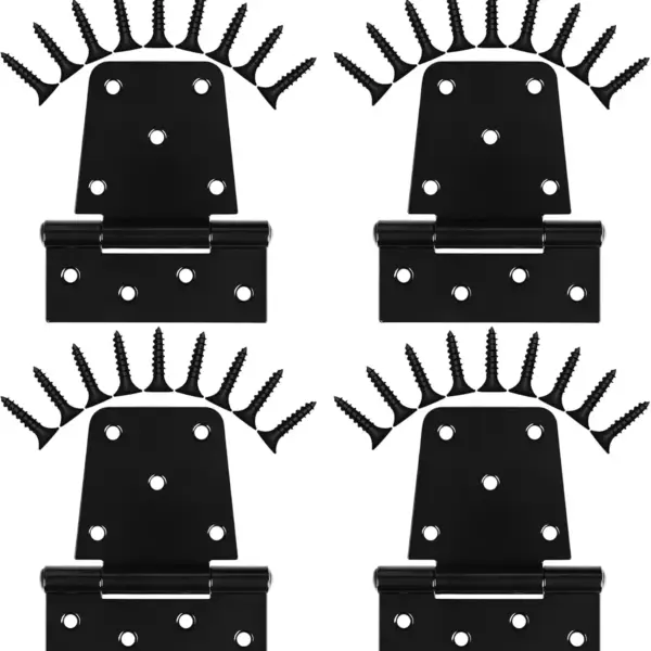 Heavy Duty T Hinges 3.5 inch 4 Pack for Barn Doors, Shed Doors, Large Wooden Gates, Fence - Black Iron Finish with Screws