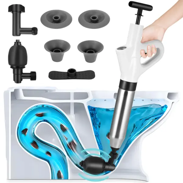 Toilet Unblocker Heavy Duty Air Toilet Plunger With 4 Replaceable Heads Plunger Toilet Unblocker Sink Unblocker High Pressure