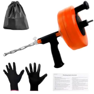 Drain Auger 50FT, Drain Snake with Drill Adapter, Plumbing Snake Clog Remover Use Manually or Powered for Kitchen, Bathtub and