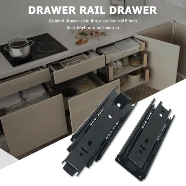2Pcs Side Mount Telescopic Drawer Rail 6 Inch Mounting Drawer Runners Slider Telescopic Slider for Cabinet Home Furniture
