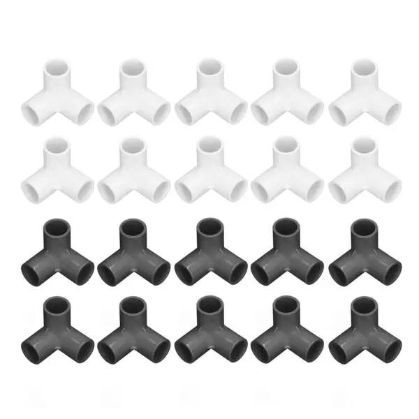 10PCS 3 Way Pipe Fittings PVC Plastic Right Angle Tee Corner Connector 20mm Inner Diameter Plastic Tee Fittings