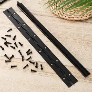 2Pcs Black Heavy Duty Piano Hinge Iron Long Continuous Hinge for Wood Cabinet Door Box Jewelry Case Metal Hinges for Crafts