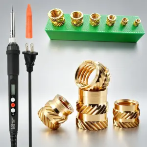 Heat Set Insert Tool Kit, 202Pcs Threaded Inserts Set Brass Nuts with Insert Tips Digital Soldering Iron for 3D Printing Plastic