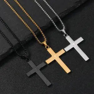 Stainless Steel The Lords Prayer Cross Pendant Necklace For Men Women Christian Prayers Jewelry Accessories