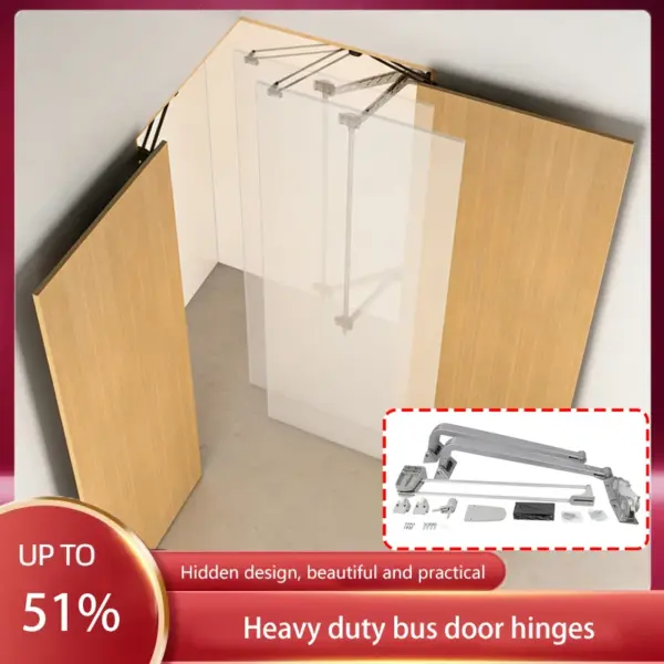 Industrial Adjustable Heavy Duty Bus Door Hinge Soft Closing Silent Hardware Kit For Sliding Cabinet Closet With Damping Rod