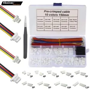 【SH1.0 Cable Connector Kit】Keszoox 390Pcs JST Male Header 3/4/5/6/7/8/9/10/12P 28AWG Crimped With Terminal GPS Racing Drone Wire