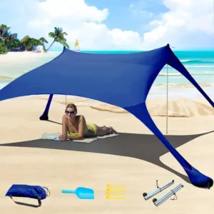 UPF50+ Beach Tent Sun Shelter 7x7 FT, UV Protection Outdoor Canopy with 2 Poles for Camping, Fishing, Backyard