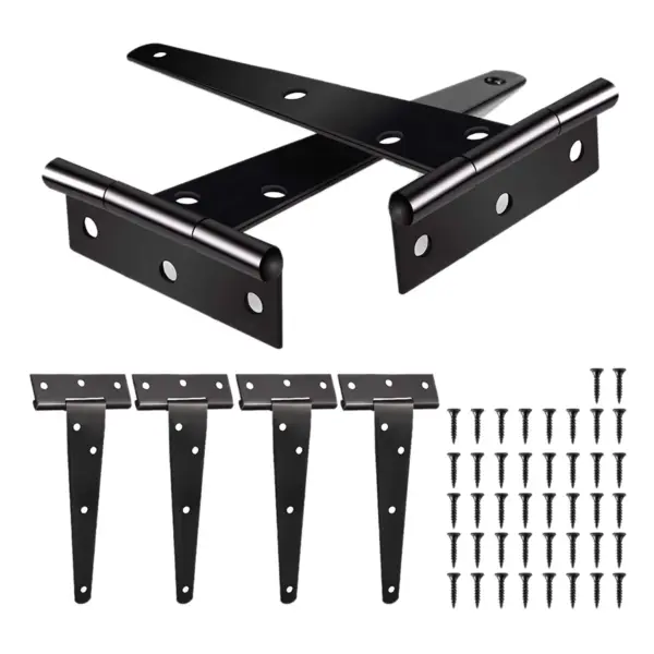 AEE8-6 Pack Heavy Duty Tee Hinge, 150Mm 6 Inch T Hinge Metal Strap Tee Hinge With Screws For Shed Doors, Garden Gate