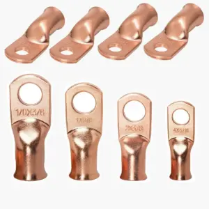 2Pcs 0-8AWG Bare Copper Ring Lugs Battery Crimp Terminals Electrical Wire Cable Connectors M5-M12 Kit Assortment