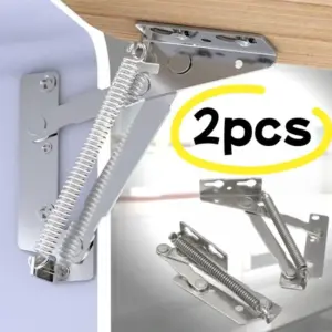 2pcs 80 degree Sprung Hinges Cabinet Door Lift Up Stay Flap Top Support Cupboard Kitchen Furniture Foldable Lifting Bracket