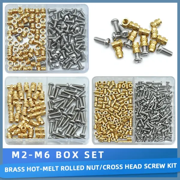 Brass/Copper Heat-Set Insert Nut & 304 Stainless Steel Phillips Screw | M2 M3 M4 M5 M6 Threaded Insert | 3D Printer Parts Laptop