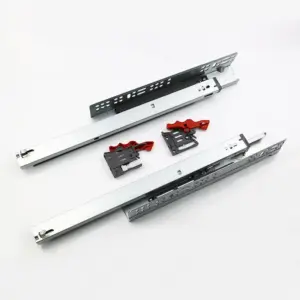1Pair 10- 20" Full Extension 3 Folds Under-mounted Self Soft Close Oil Damper Furniture Drawer Slide Front Plastic Clip