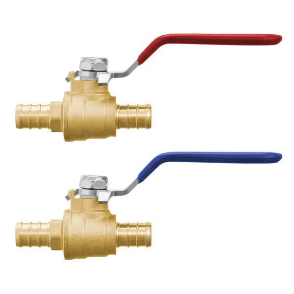 1/2in Full Flow PEX Brass Ball Valve 10-Pack 400 PSI Tolerance Anti-Leak Design Dual Color Handles Rapid Installation Ready