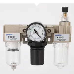 Industrial Air Filter Regulator Lubricator - AC Series Triple Unit for Compressed Air Lines & CNC Machines