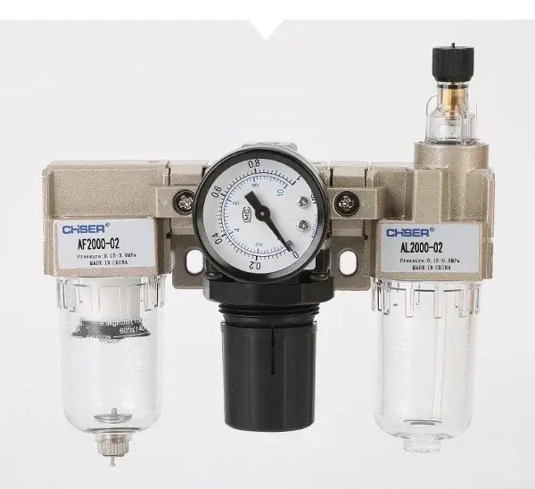 Industrial Air Filter Regulator Lubricator - AC Series Triple Unit for Compressed Air Lines & CNC Machines