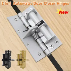 Multifunctional 3 In 1 Heavy Duty Automatic Door Closer,Self Closing Invisible Doors Spring Hinges,90° Positioning Door Stopper