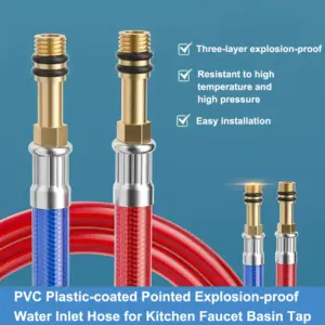 60/80/100cm PVC Plastic-coated Pointed Stainless Steel Braided Flexible Hose Cold Hot Water Inlet Pipe Explosion-proof Faucet Tu