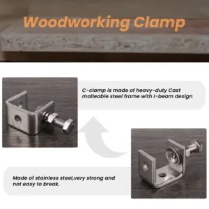 Woodworking Clamp 4PCS 16-25mm Heavy Duty Woodworking Clamp Set 304 Stainless Steel C Clamp Clamp Tools for Welding/Carpenter