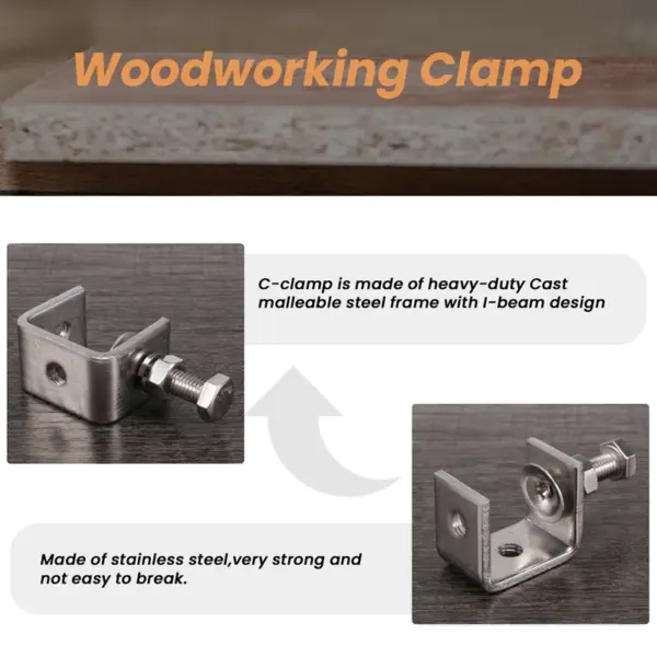 Woodworking Clamp 4PCS 16-25mm Heavy Duty Woodworking Clamp Set 304 Stainless Steel C Clamp Clamp Tools for Welding/Carpenter
