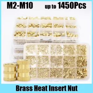 Brass Heat Set Insert Nut Hot Melt Nut insert Thread Knurled Embedment Copper Nut Assortment Kit 3D Print Plast M2-M8 Insertnut