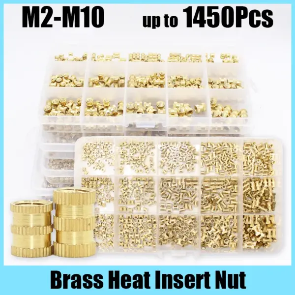 Brass Heat Set Insert Nut Hot Melt Nut insert Thread Knurled Embedment Copper Nut Assortment Kit 3D Print Plast M2-M8 Insertnut