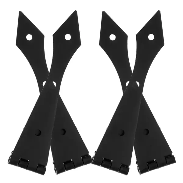 4Pcs Heavy Duty Barn Door Hinges Black Metal Decorative Arrow Strap Hinges Wood Gate Hardware for Warehouse Doors