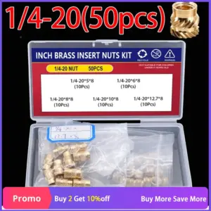 1/4 2-56 4-40 6-32 8-32 10-32 Inch Size Heat Set Threaded Insert Nut Knurled Hot Melt Embedded Brass Copper Nut for 3D Printing
