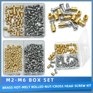 Heat-Set Threaded Insert Nuts Brass Hot Melt Inserts Soldering Iron Tip M2-M6 304 Stainless Steel Phillips Screw for 3D Printing
