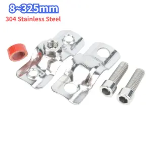 304 Stainless Steel Fixture Pipe Clamp Bracket Welding Water 8-325mm Fixed Pipes Clamp Circular Pipe Clamp with M8 Nut