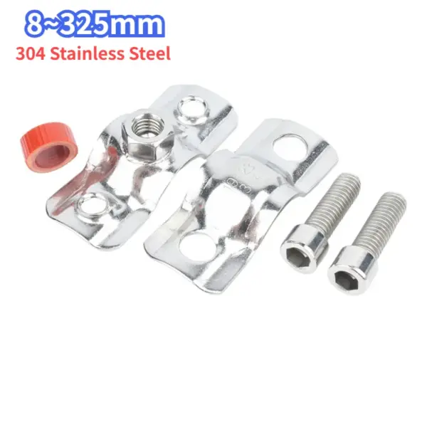 304 Stainless Steel Fixture Pipe Clamp Bracket Welding Water 8-325mm Fixed Pipes Clamp Circular Pipe Clamp with M8 Nut