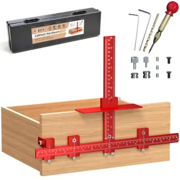 ECY Cabinet Hardware Jig Adjustable Cabinet Handle Installation Tool All-Aluminum Drill Guide with Automatic Center Punch for D