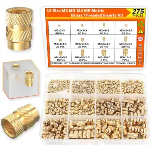 275pcs Heat Set Threaded Inserts Kit - M2 M3 M4 M5 Brass Knurled Nuts for 3D Printing, Plastic, PLA  ABS PETG PP  PPS Materials