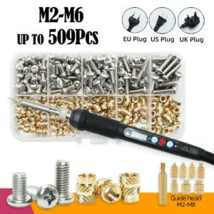 Heat Set Insert Soldering Iron Tip M2 M3 M4 Machine Screw and Brass Insets Nut Computer Bolt Thread Insertion Kit 3d Prints Tool