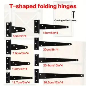 4PCS Black Coated Door Hinges w/Screws, Rustproof Cabinet Hinges for Wardrobe Furniture Door (Easy Adjust)
