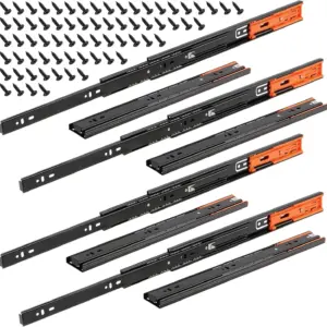 2Pcs Metal Buffer Drawer Slides 12-20 Inch Track Width 45mm Mute Three-Section Rail Sliding Furniture Hardware Fittings