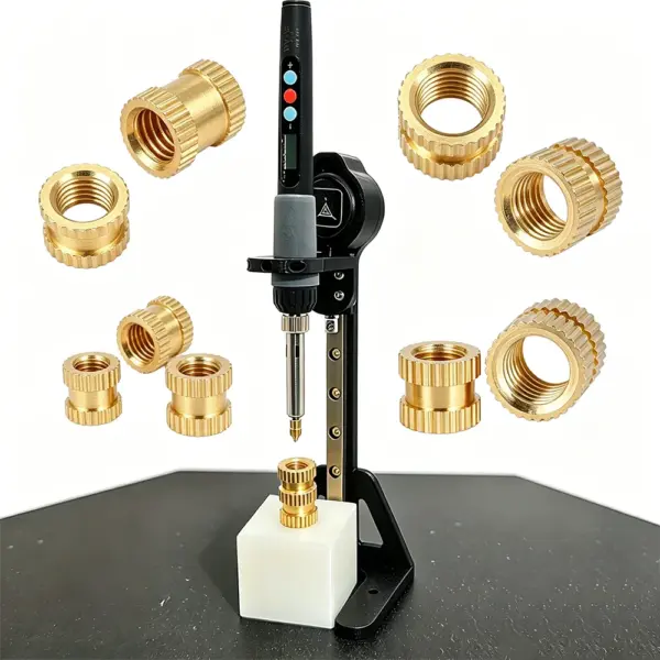 Heat-Set Insert Tool with Soldering Iron Tips for 3D Printing Laptop Plastic M3 M4 M6 Female Threaded Brass Inserts Knurled Nuts