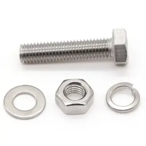 40Set Allen Bolt Hexagon Socket Head Cap Screw Hex Nut Washer M3 M4 304 Stainless Steel DIN933Flat Spring  Set L=8-30mm