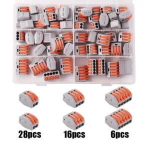 50 PCS Lever Wire Connectors Kit Compact Splicing Wire Connectors Fast Connection Terminal Electrical Connectors 2/3/5 Conductor