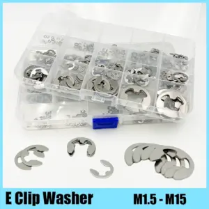 320/215pcs E Clip Washer 304 A2 Stainless Steel Snap Ring Washer E-shaped External Circlip Retaining Ring for Shaft Kit M1.5~M15