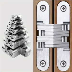 1Pc Stainless Steel Hidden Gate Hinge 180° Invisible Concealed Barrel Hinge for Wooden Box & Heavy Duty Built-in Door