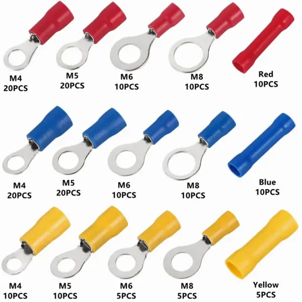 175PCS Insulated Electrical Wire Cable Connectors Assorted  Butt Connector  Ring Lugs Crimping Terminals Kit