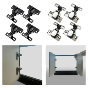 4Pcs Self Closing Door Hinges, Accessories, Replacement, Carbon Steel, Heavy Duty Soft Closing Kitchen Cabinet Hinges Concealed