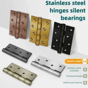 "3mm Thick Heavy-Duty Stainless Steel Hinge: 4-Inch Mute Bearing Hardware for Room Doors & Furniture"