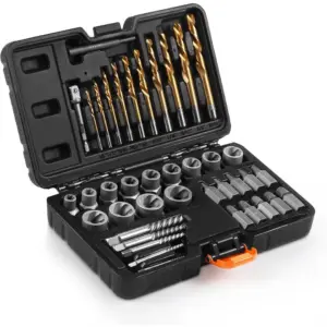 40 Pcs Bolt & Screw Extractor Set with Left Hand Cobalt Drill Bits, Easy Out Broken Stripped Screw Removal Tool for Damaged,