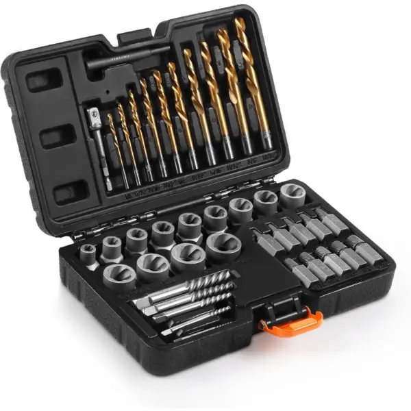 40 Pcs Bolt & Screw Extractor Set with Left Hand Cobalt Drill Bits, Easy Out Broken Stripped Screw Removal Tool for Damaged,